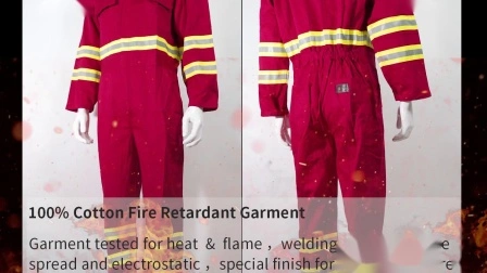 耐火耐火消防士FR防護服ジャケット、作業服反射テープ付きパンツスーツ
